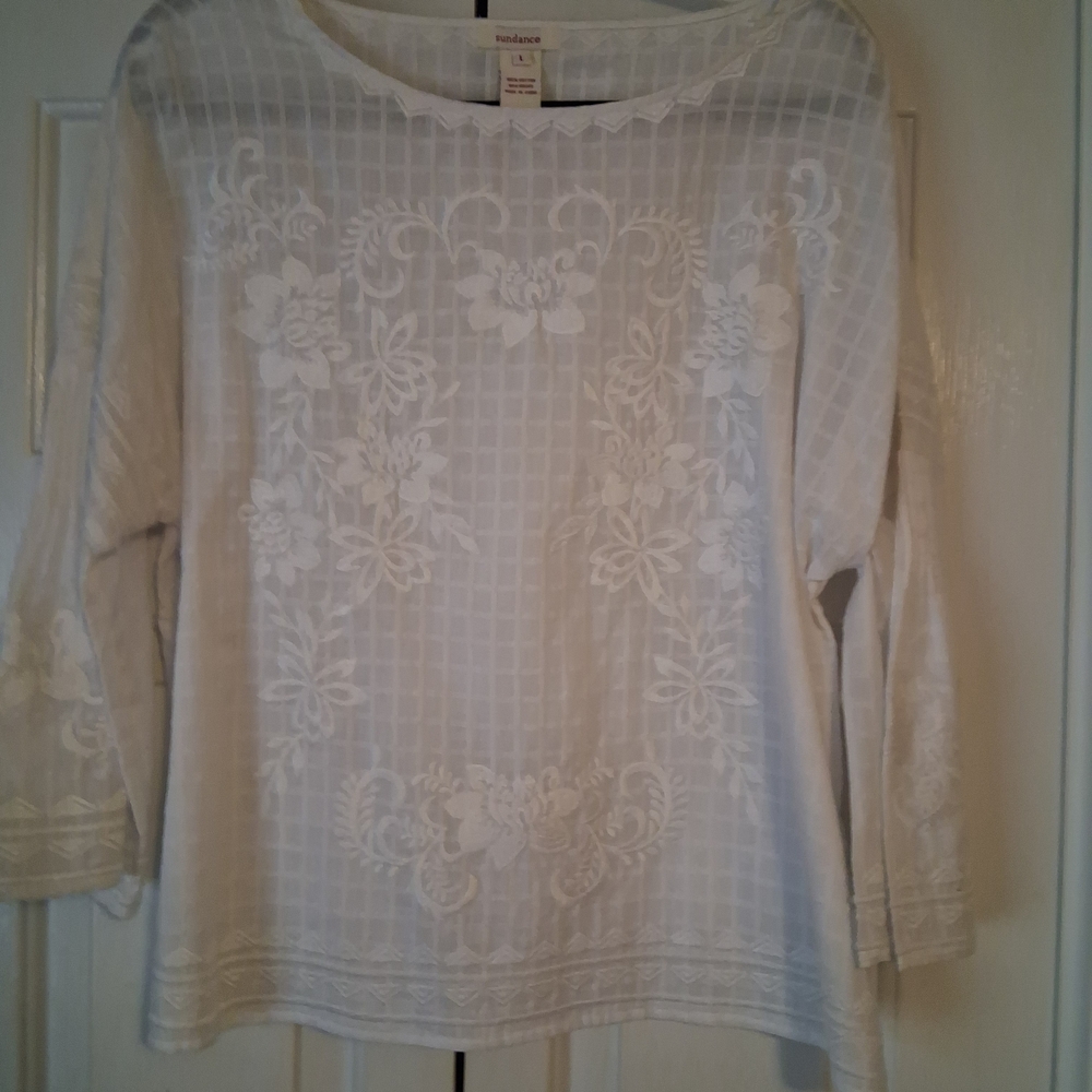 Sundance Cream Floral Lace Blouse